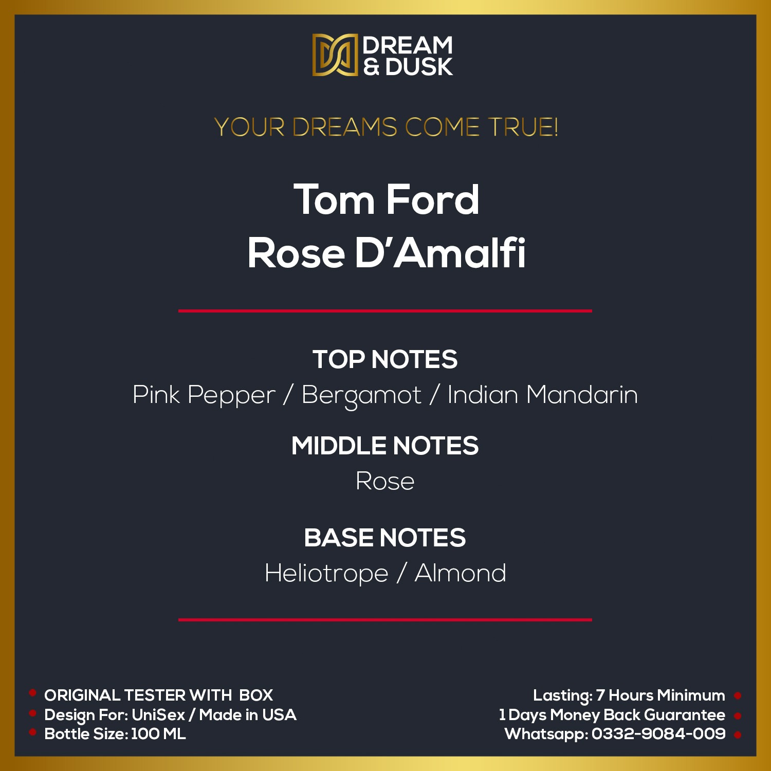 Tom Ford Rose D'amalfi Eau De Parfum 100ml Unisex WHITE BOX TESTER