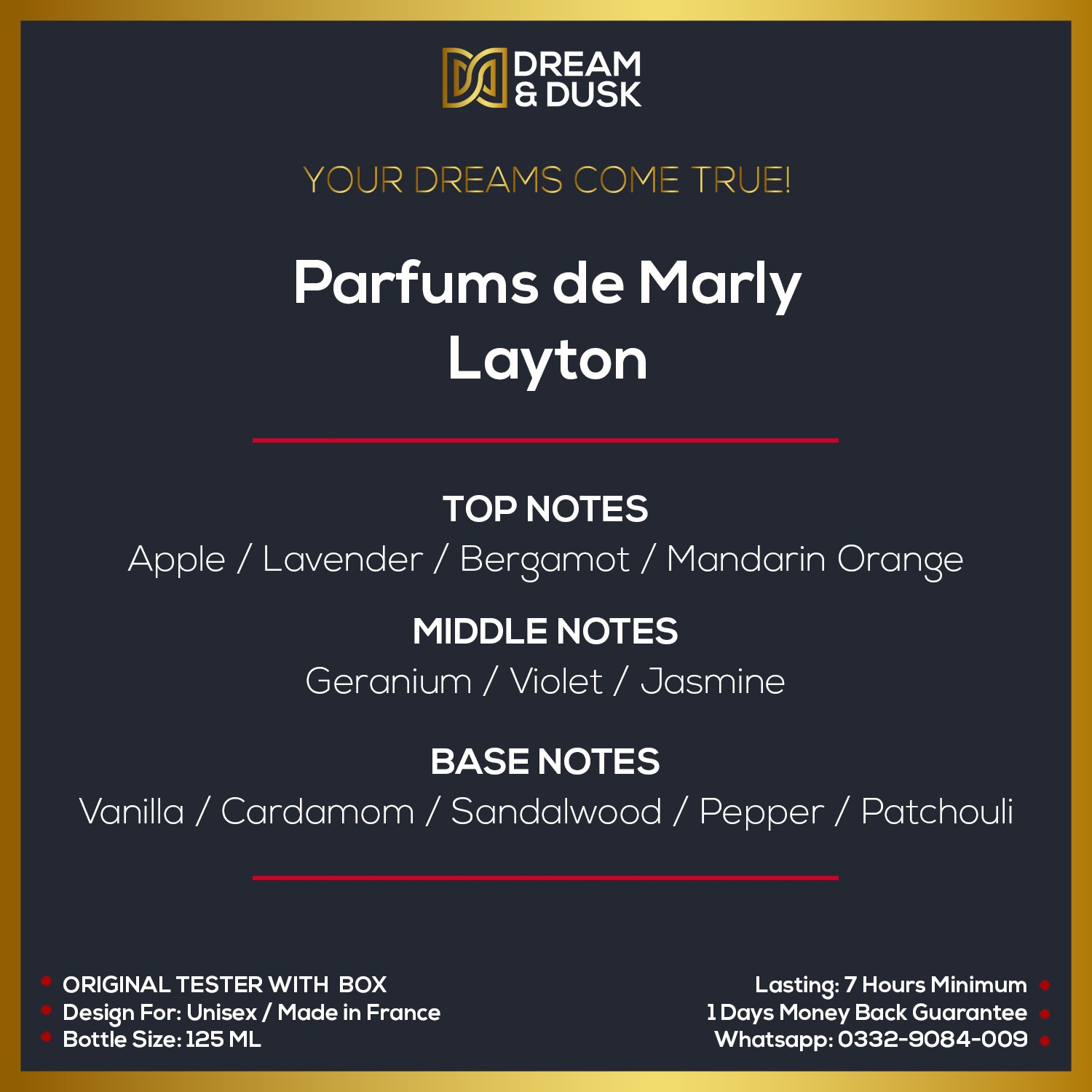 Parfums De Marly Layton EDP 125ml For Men WHITE BOX TESTER