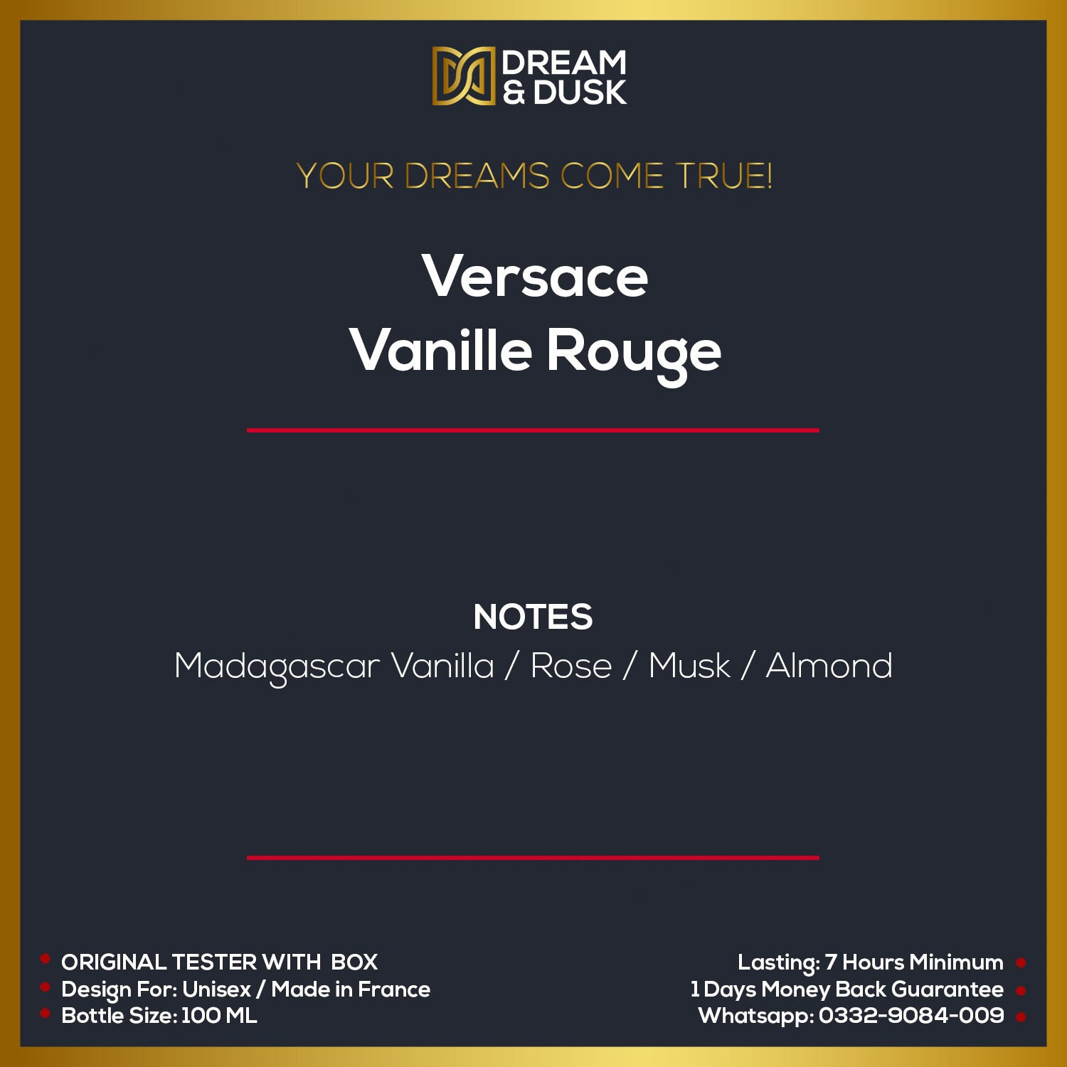 Versace Vanille Rouge EDP 100ml Unisex WHITE BOX TESTER