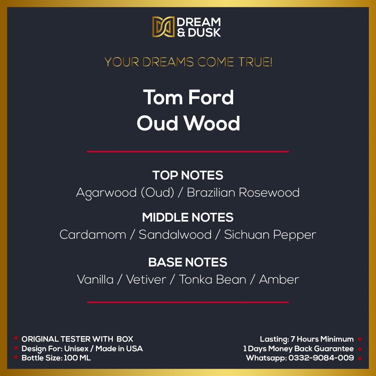 Tom Ford Oud Wood Eau De Parfum 100ml Unisex WHITE BOX TESTER