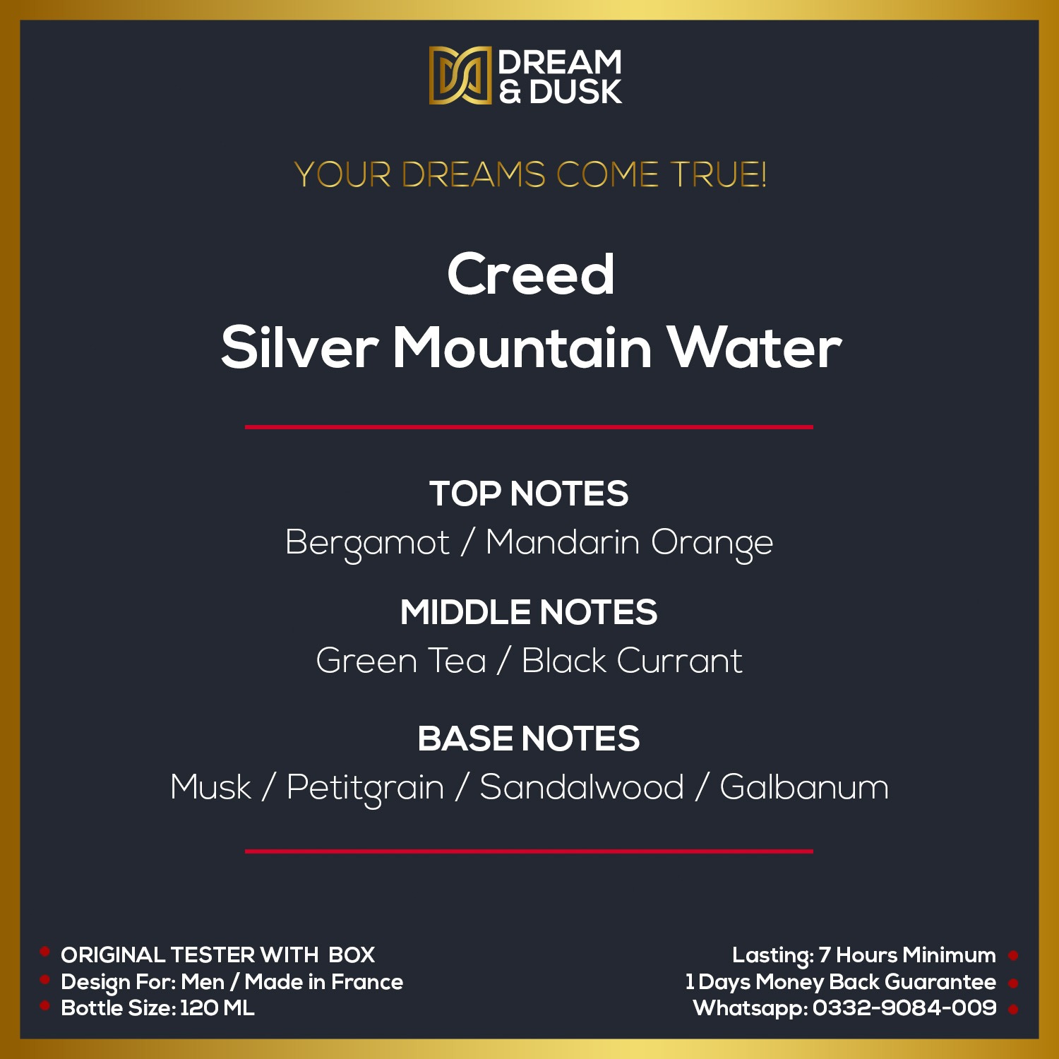 Creed Silver Mountain Water EDP 120ml For Men TESTER